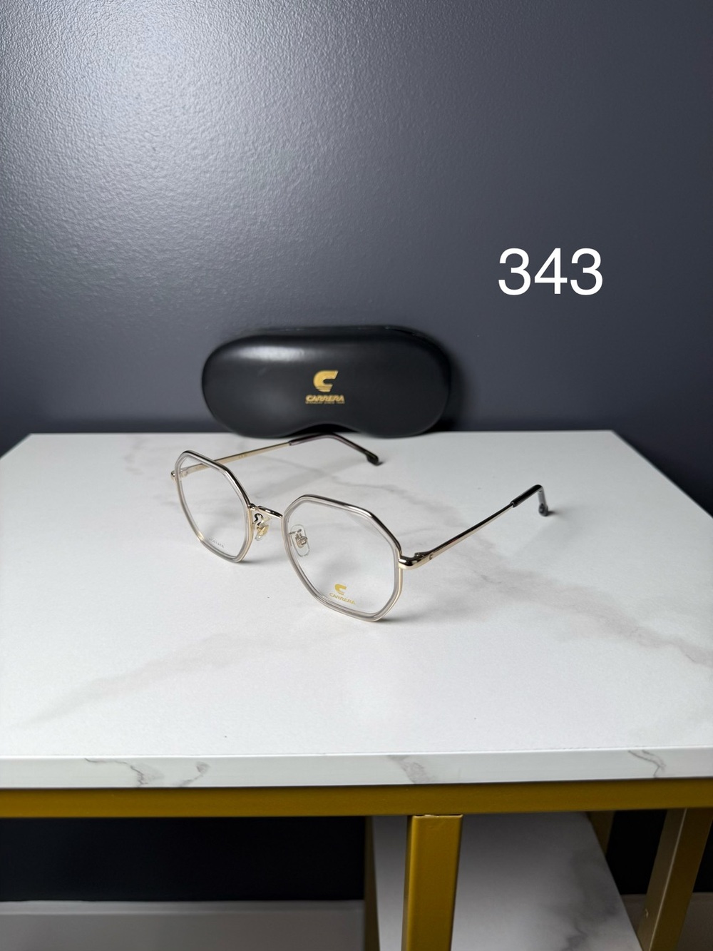 Carrera Gold Hexagonal Metal Frame Glasses